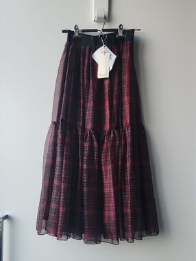 BNWT Dixie Flowy Plaid Print Maxi Skirt